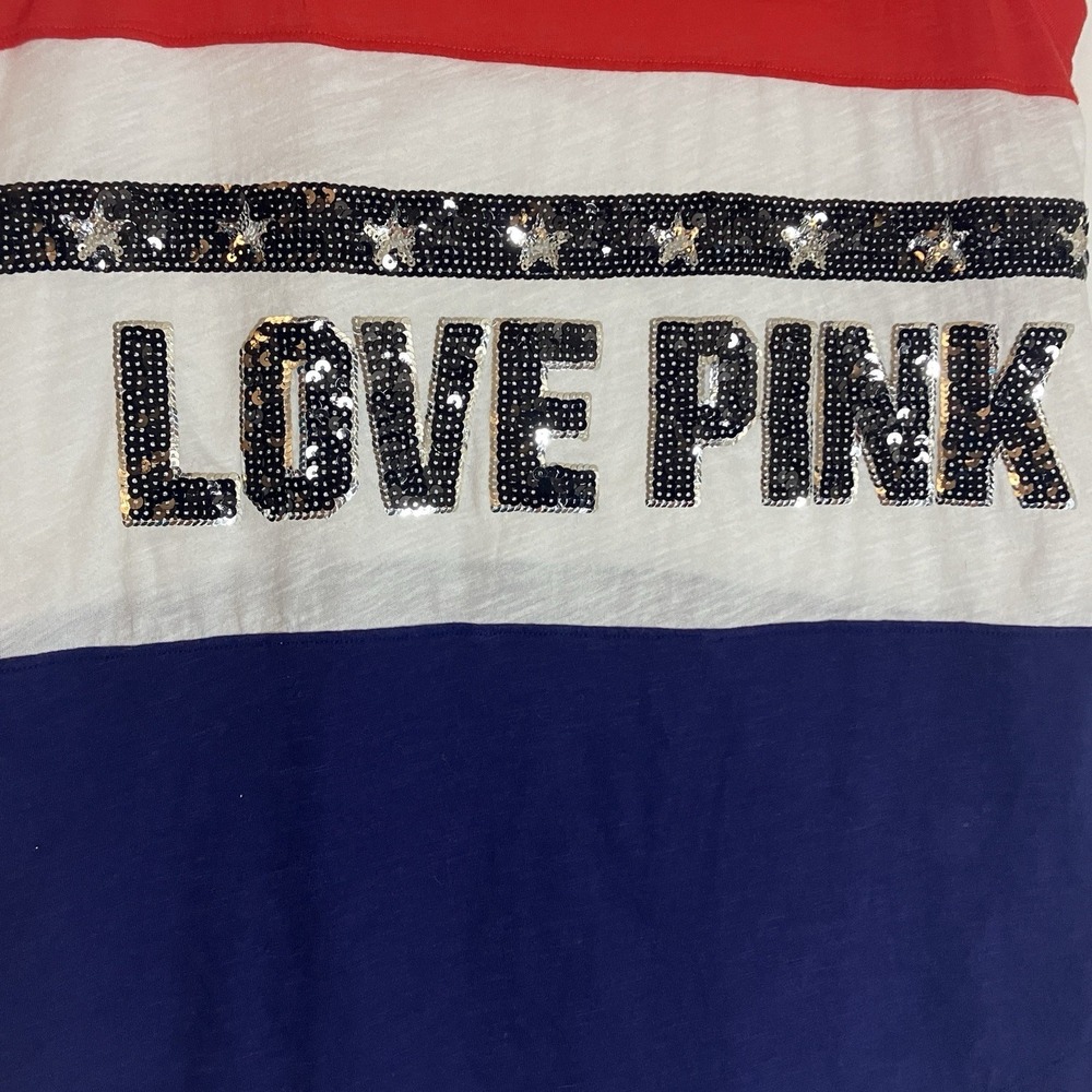 Victorias Secret Tank Womens Small Red White Blue Top Sequin Sparkle Casual USA - Picture 4 of 10